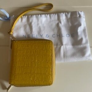 Small Yellow Zip Around Wallet with Removable Wristlet